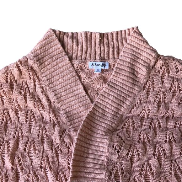 St. Johns Bay Women’s Short Sleeve Open Knit Cardigan Peach Size 1X - Picture 8 of 11